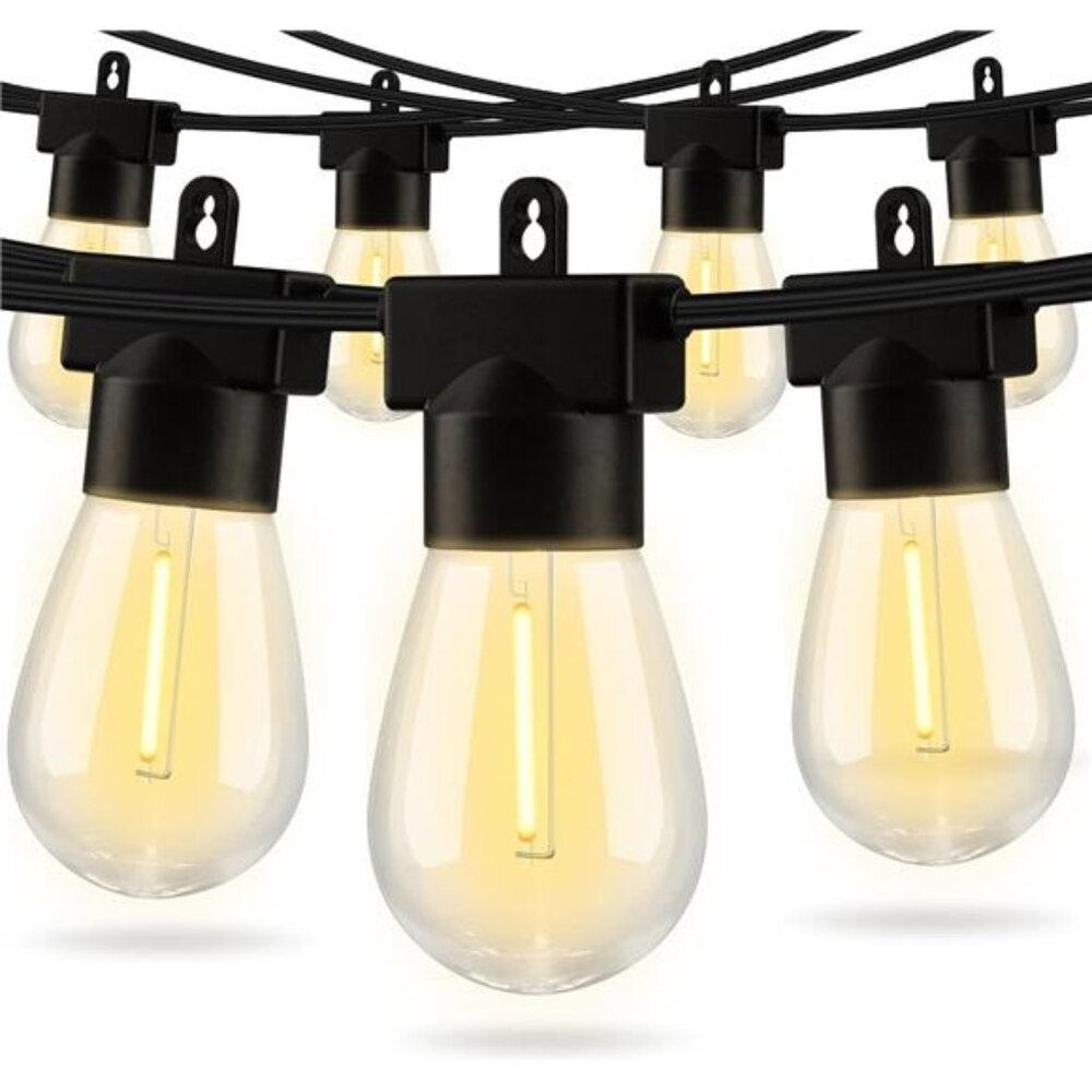 96FT(48FTx2) LED Outdoor String Lights Outside Patio Yard Lighting Waterproof
